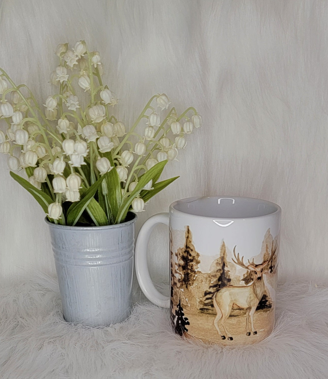 Deer Scene Ceramic Coffee Mug - 11 oz.