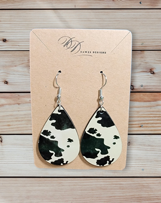 Dangle Brown Cow Hide Earrings