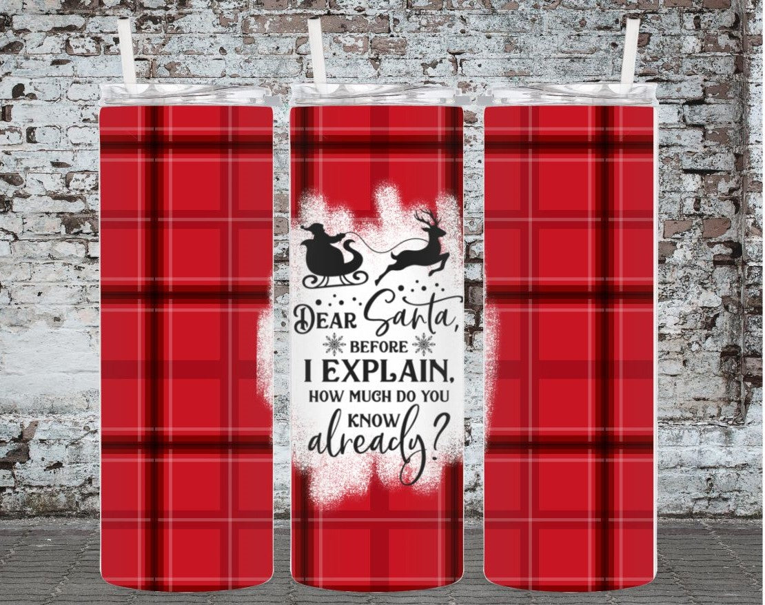 Dear Santa Before I Explain, How Much Do You Know Already? 20oz Tumbler