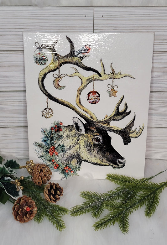 Christmas Reindeer on Canvas Board