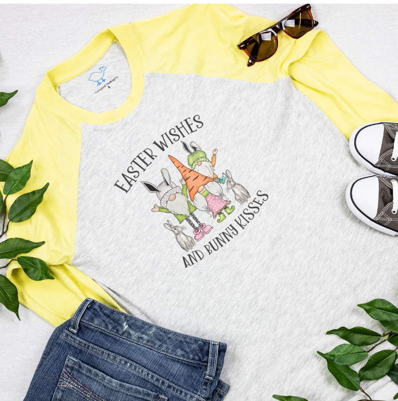 Easter Wishes and Bunny Kisses Raglan Tee Shirt