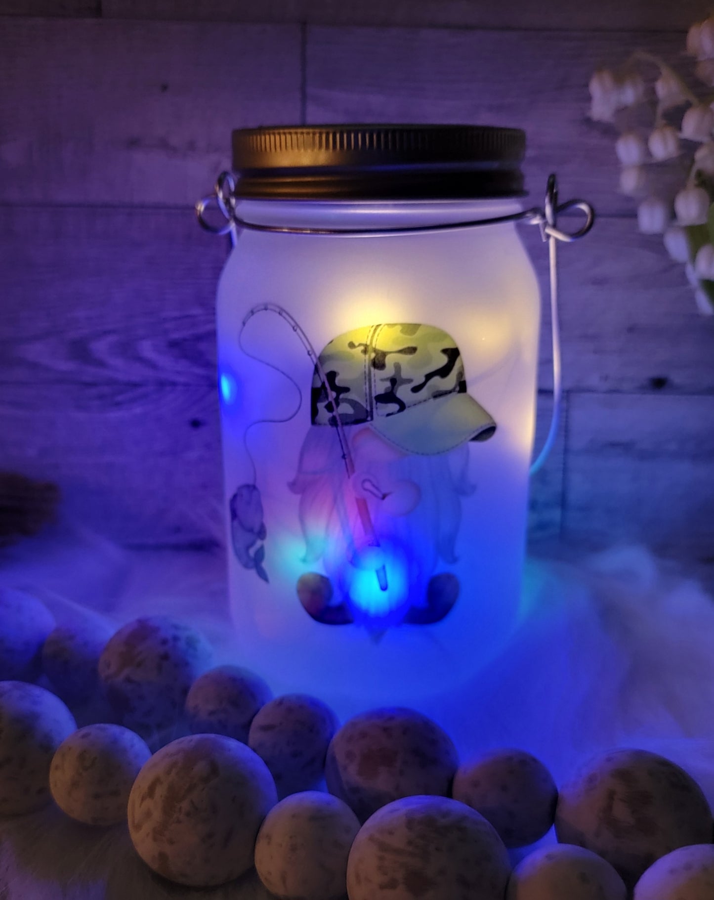 Fishing Gnome Frosted Light Up Lantern