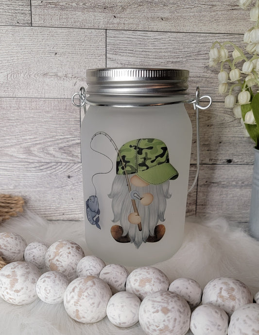 Fishing Gnome Frosted Light Up Lantern