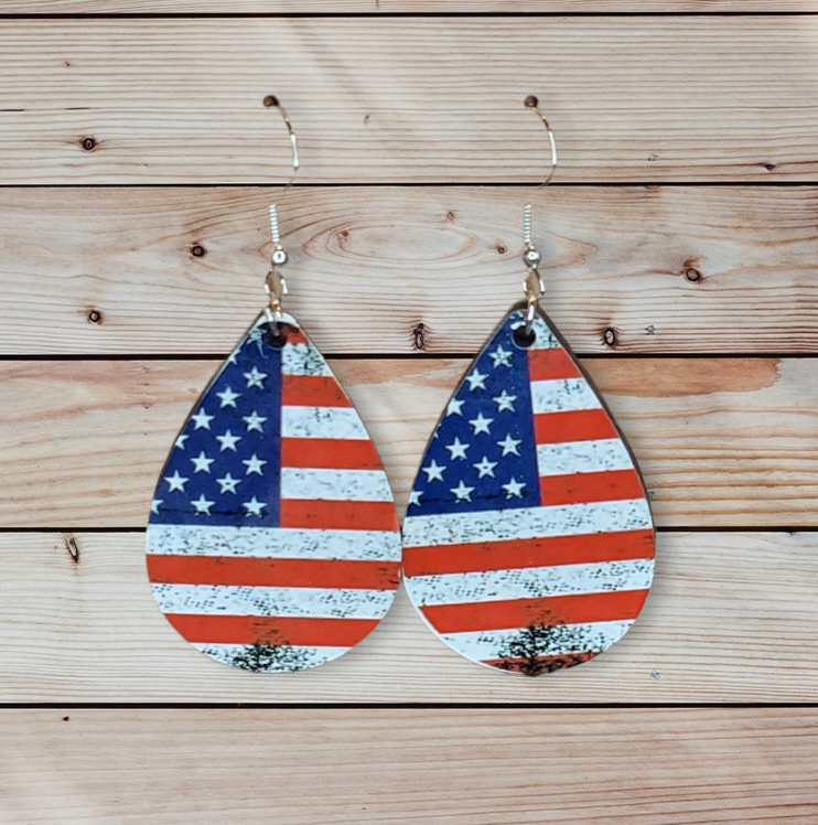 Dangle American Flag and Stars & Stripes Earrings