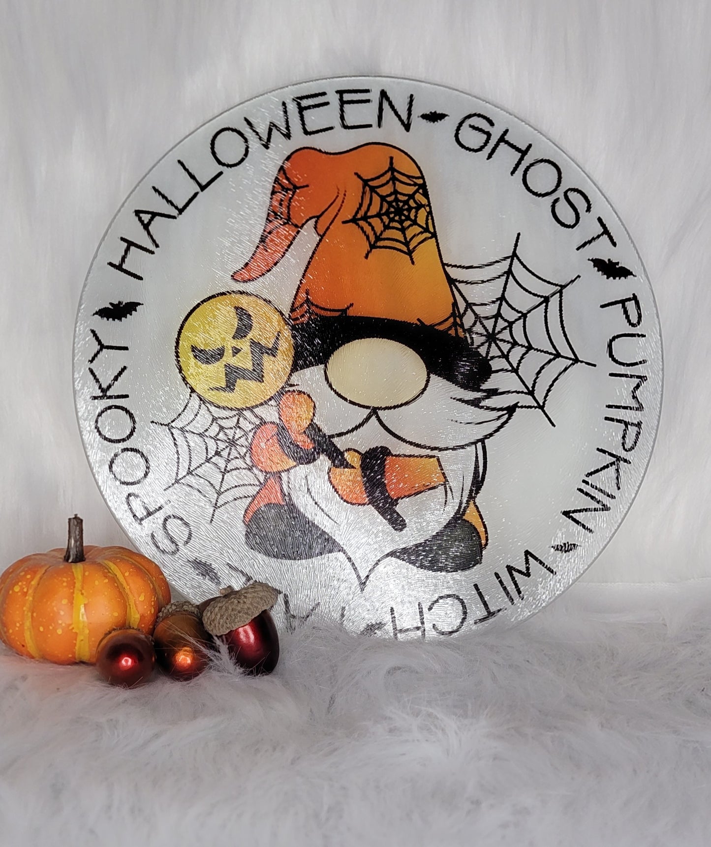 Halloween Gnome Glass Round