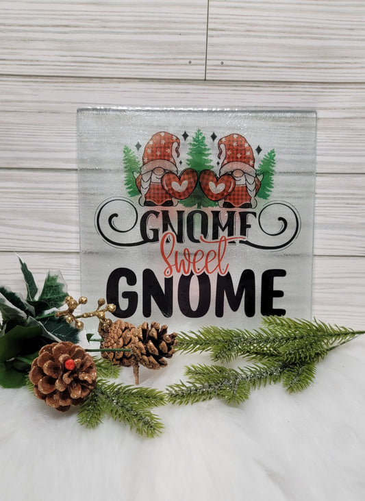 Gnome Sweet Gnome Glass Square