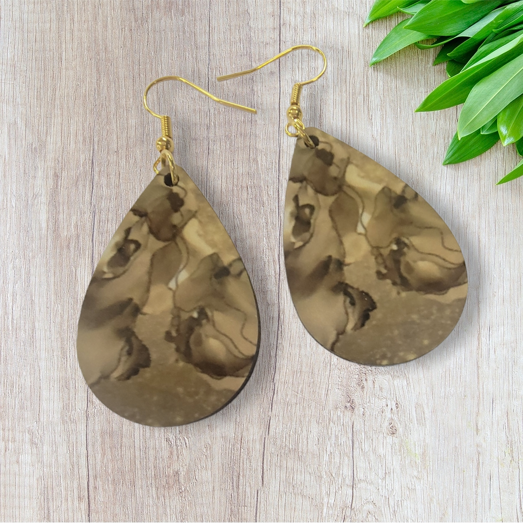 Dangle Gold Marble Earrings