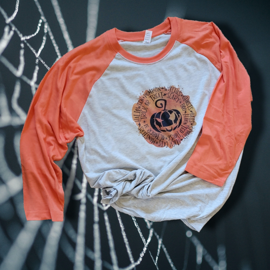 Halloween Pumpkin Raglan Tee Shirt