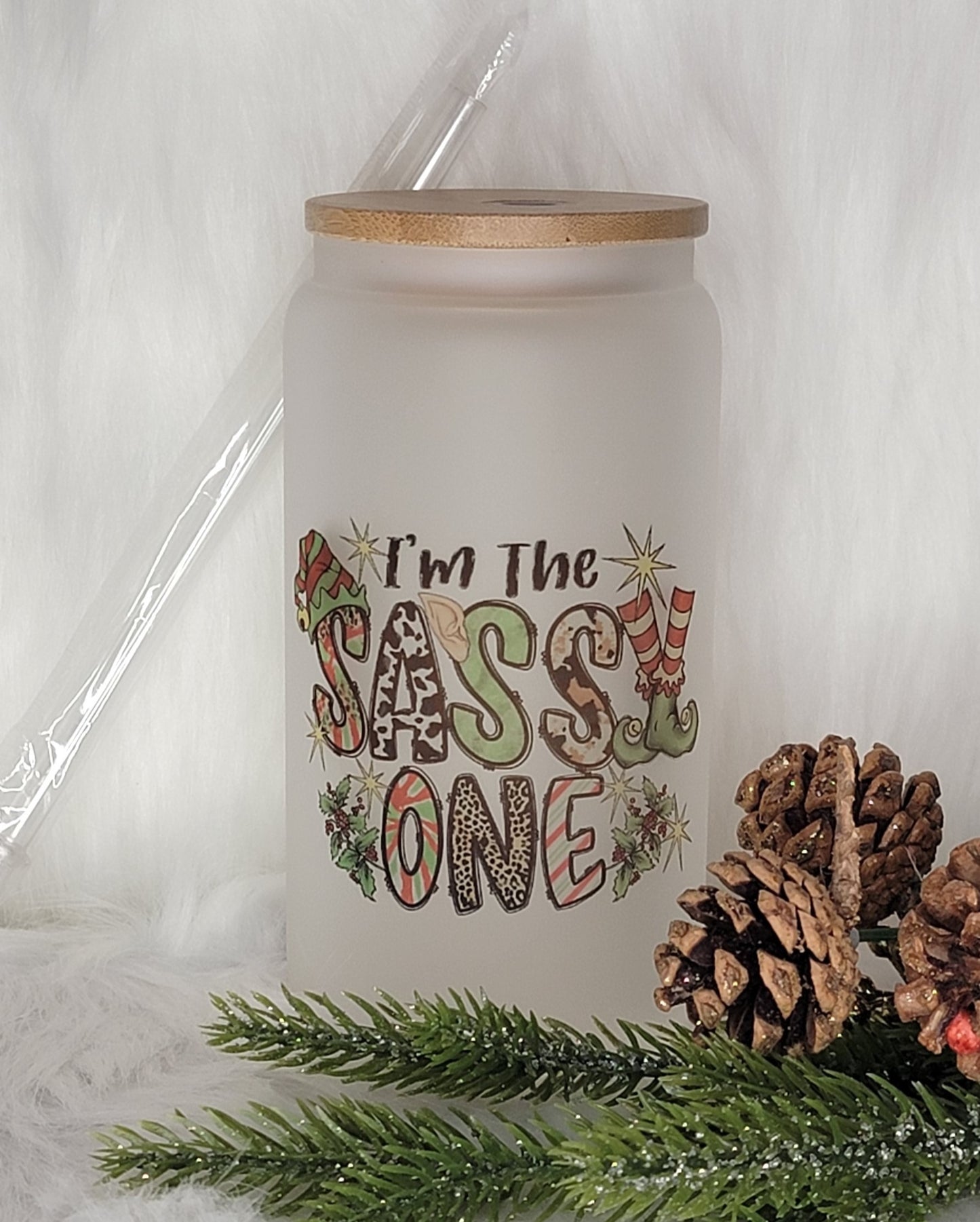 I'm the Sassy One Glass Tumbler -16oz