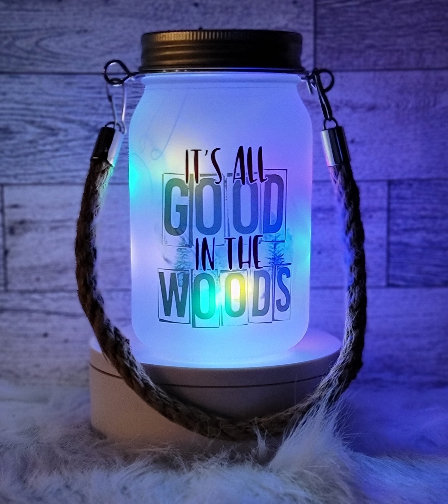 It's All Good in the Woods Frosted Light Up Lantern