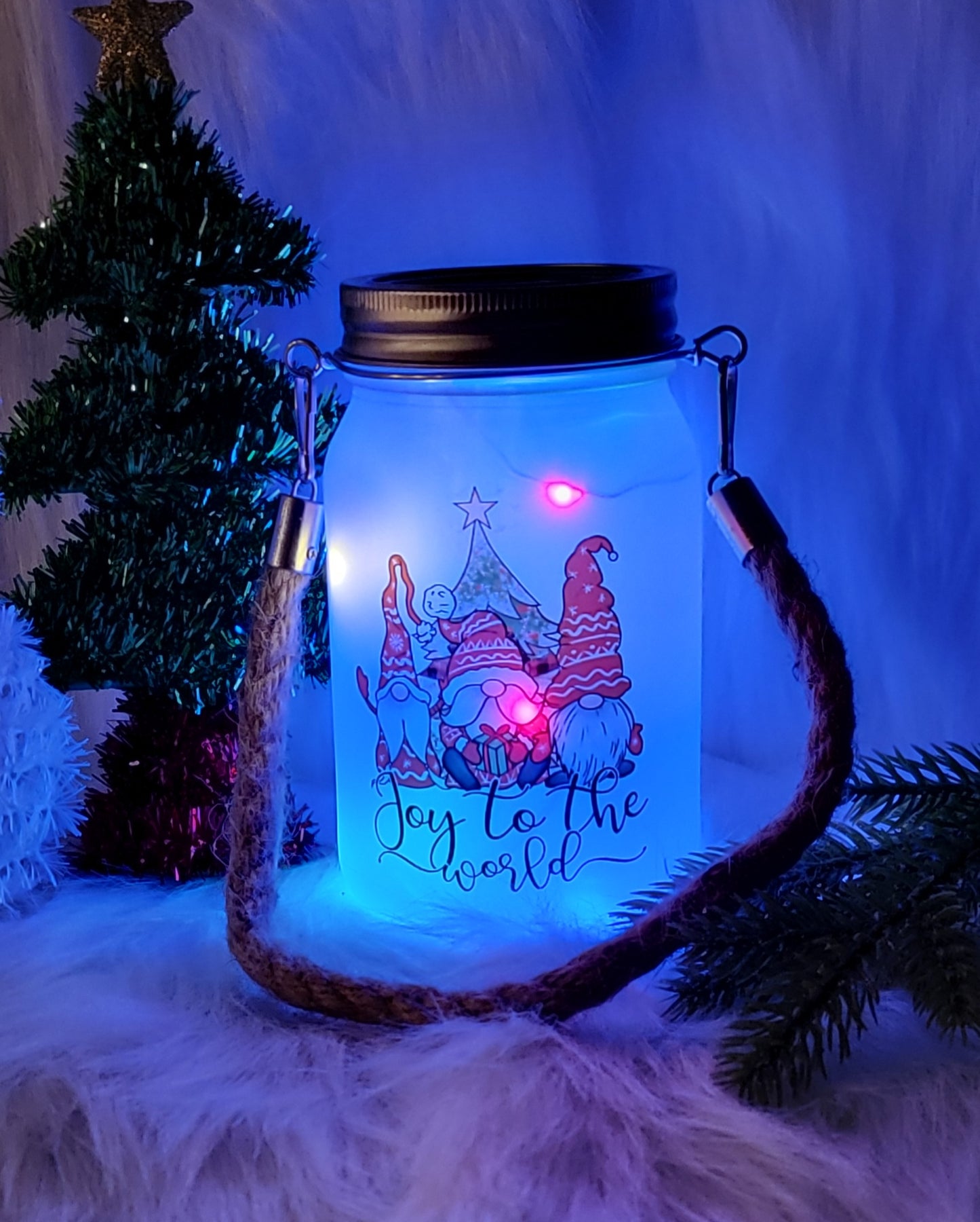 Joy to the World Frosted Light Up Lantern