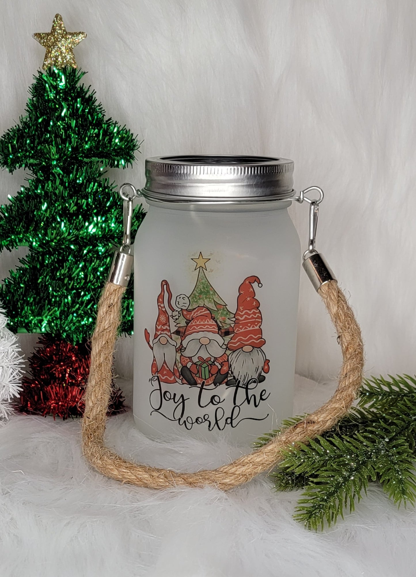 Joy to the World Frosted Light Up Lantern