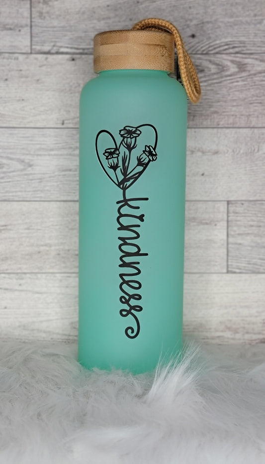 Kindness Frosted Glass Water Bottle -25oz