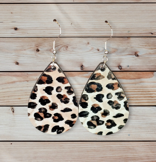 Dangle Leppard Print Earrings