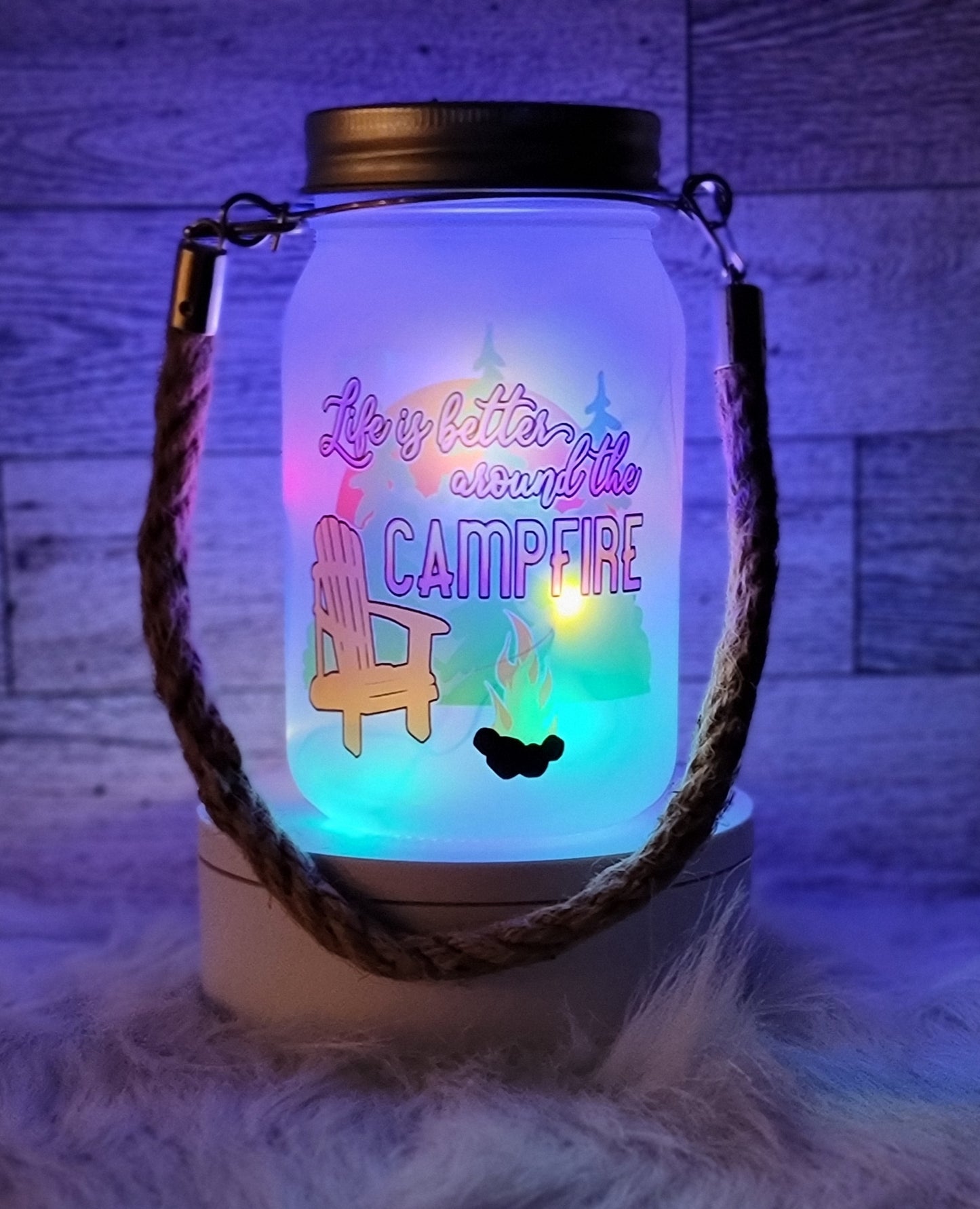 Life is Better Around the Campfire Frosted Light Up Lantern