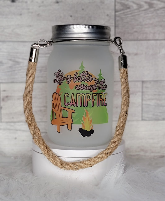 Life is Better Around the Campfire Frosted Light Up Lantern