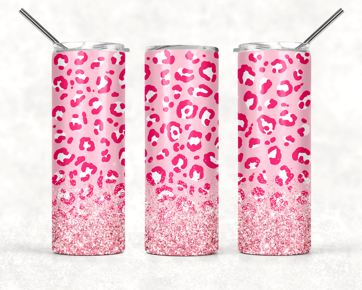 Glitter Pink Leopard Valentine 20oz Tumbler