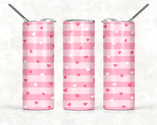 Heart Stripe Valentine 20oz Tumbler