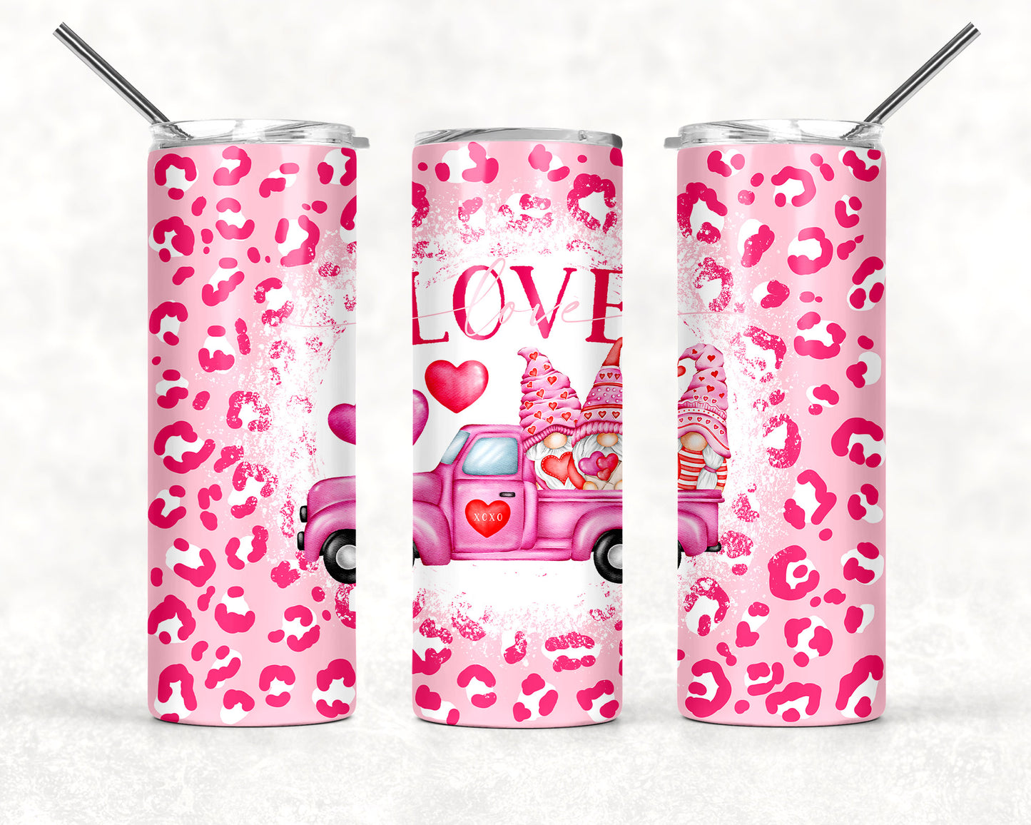 Leopard Gnomes Truck Valentine 20oz Tumbler