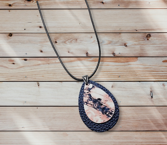 Navy & Pink Tear Drop Necklace