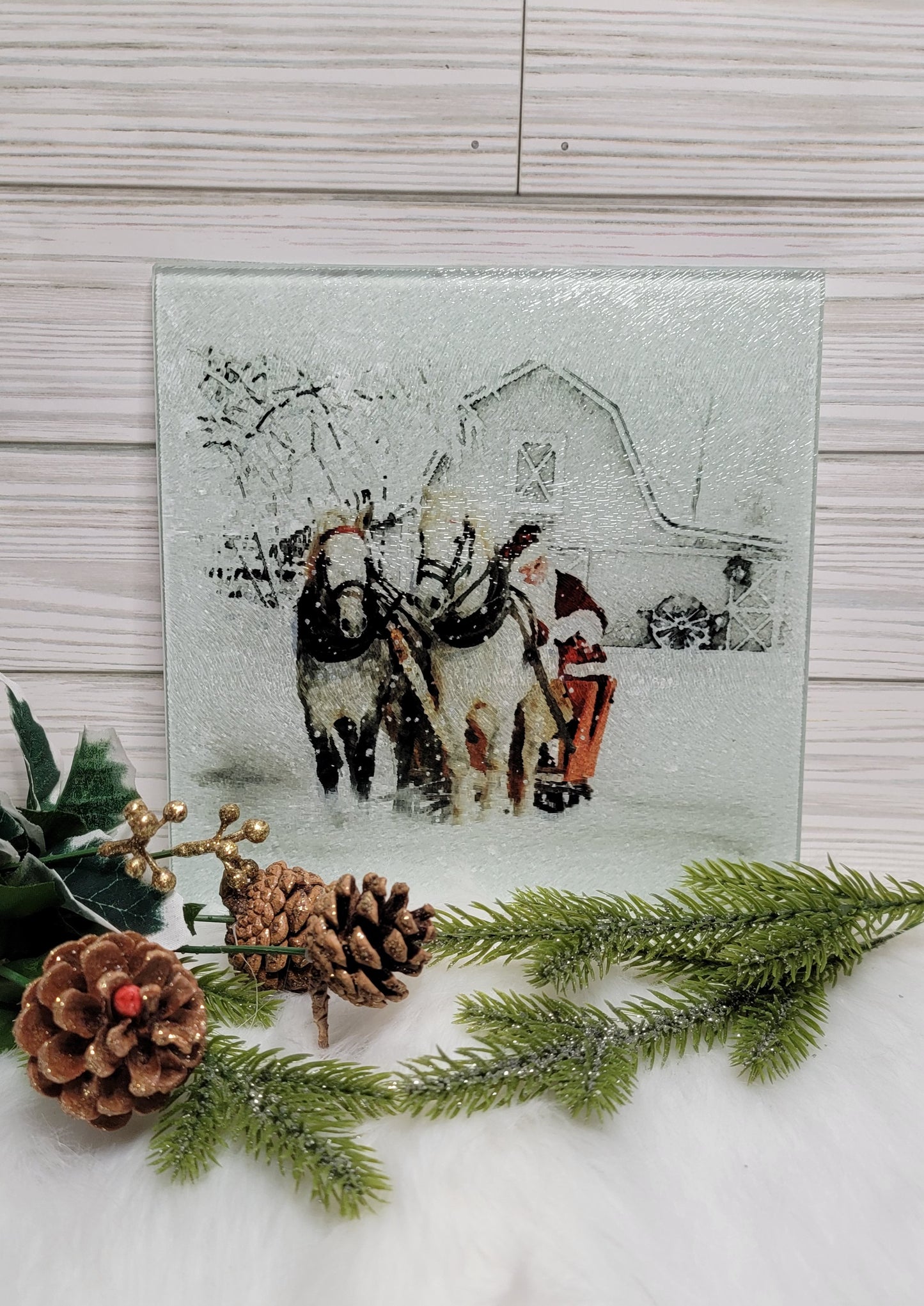 Old Fashion Christmas Glass Square