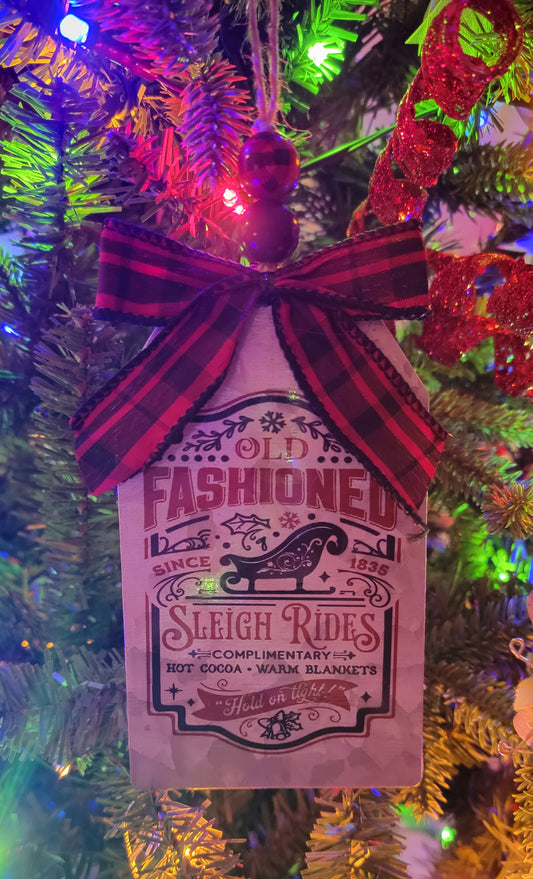 Old Fashion Sleigh Rides Christmas Ornament