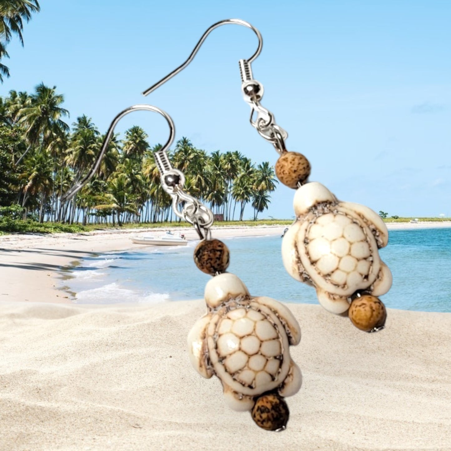 Sea Turtle, Jasper, & Glass Bead Bracelet & Earring Set