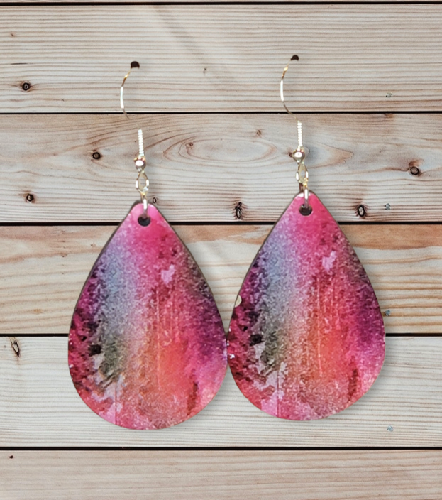 Dangle Abstract "Pink Forest" Earrings