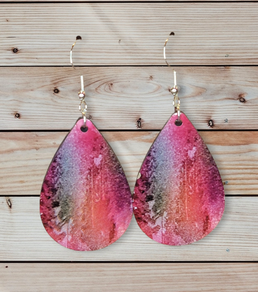 Dangle Abstract "Pink Forest" Earrings