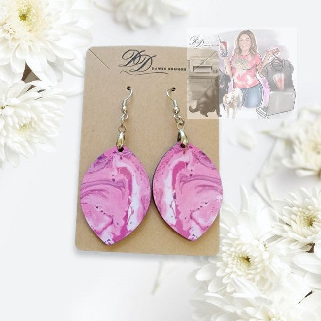 Dangle Pink Abstract Earrings