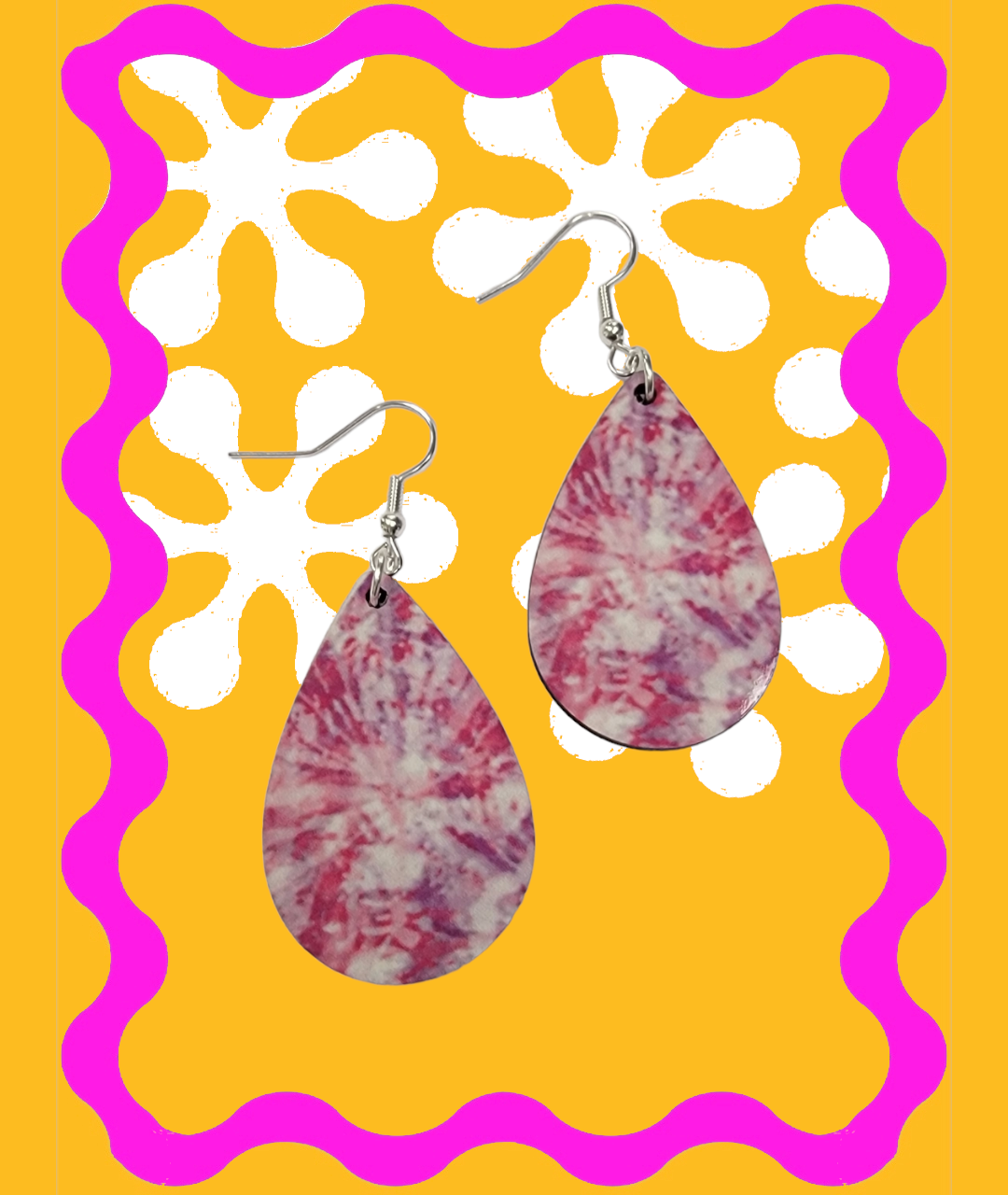 Dangle Pink Tie Dye Earrings