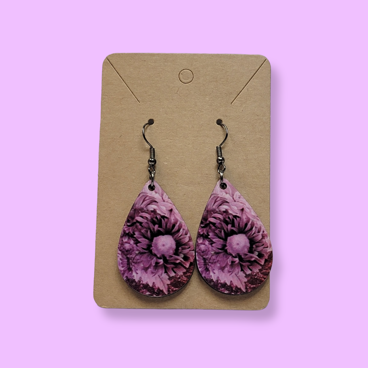 Dangle Purple Flower Earrings