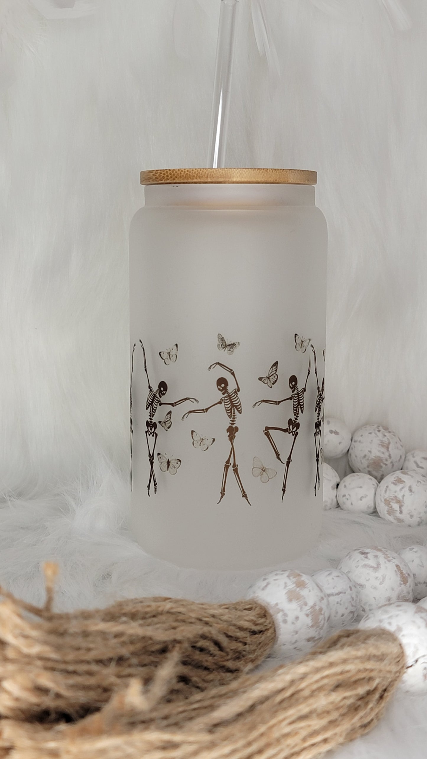 Dancing Skeletons  Glass Beer Tumbler -16oz