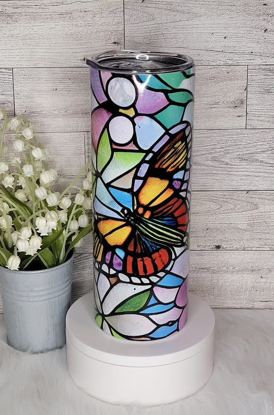 Stained Glass Butterfly 20oz Tumbler