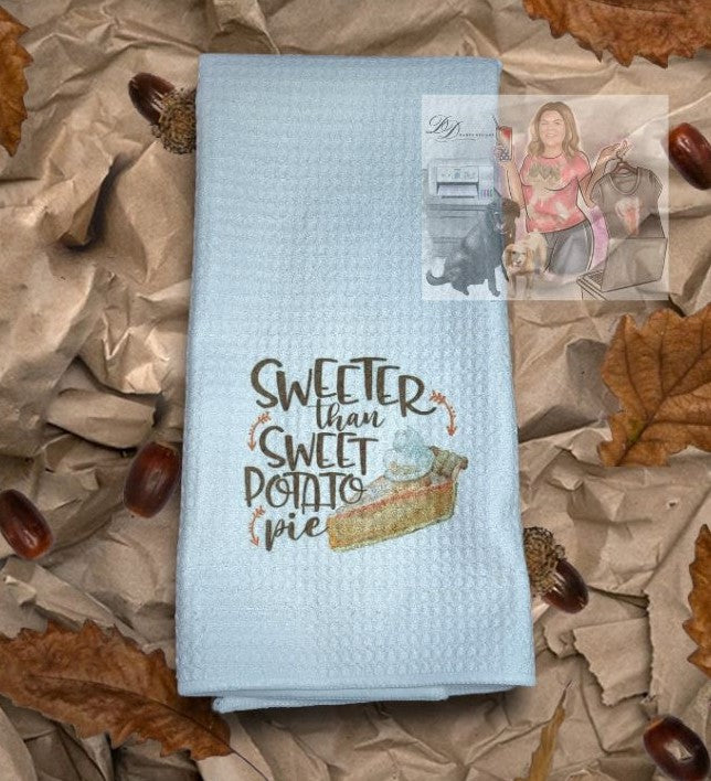 Microfiber Waffle Weave Dish Towel - Sweeter Than Sweet Potato Pie