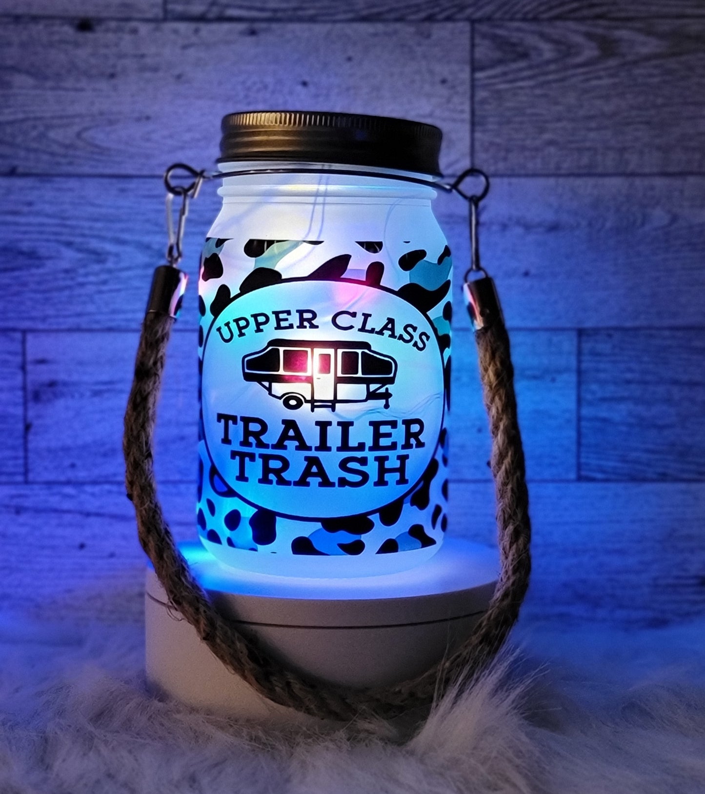 Upper Class Trailer Trash Frosted Light Up Lantern