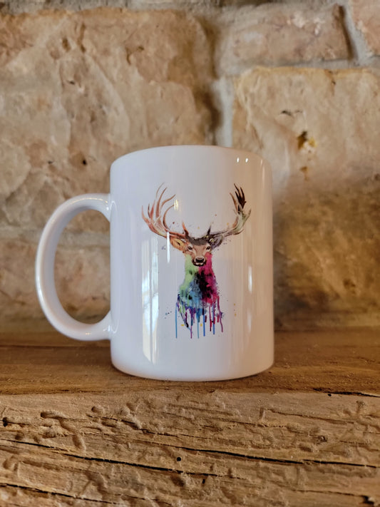 Watercolor Deer Ceramic Coffee Mug - 11 oz.