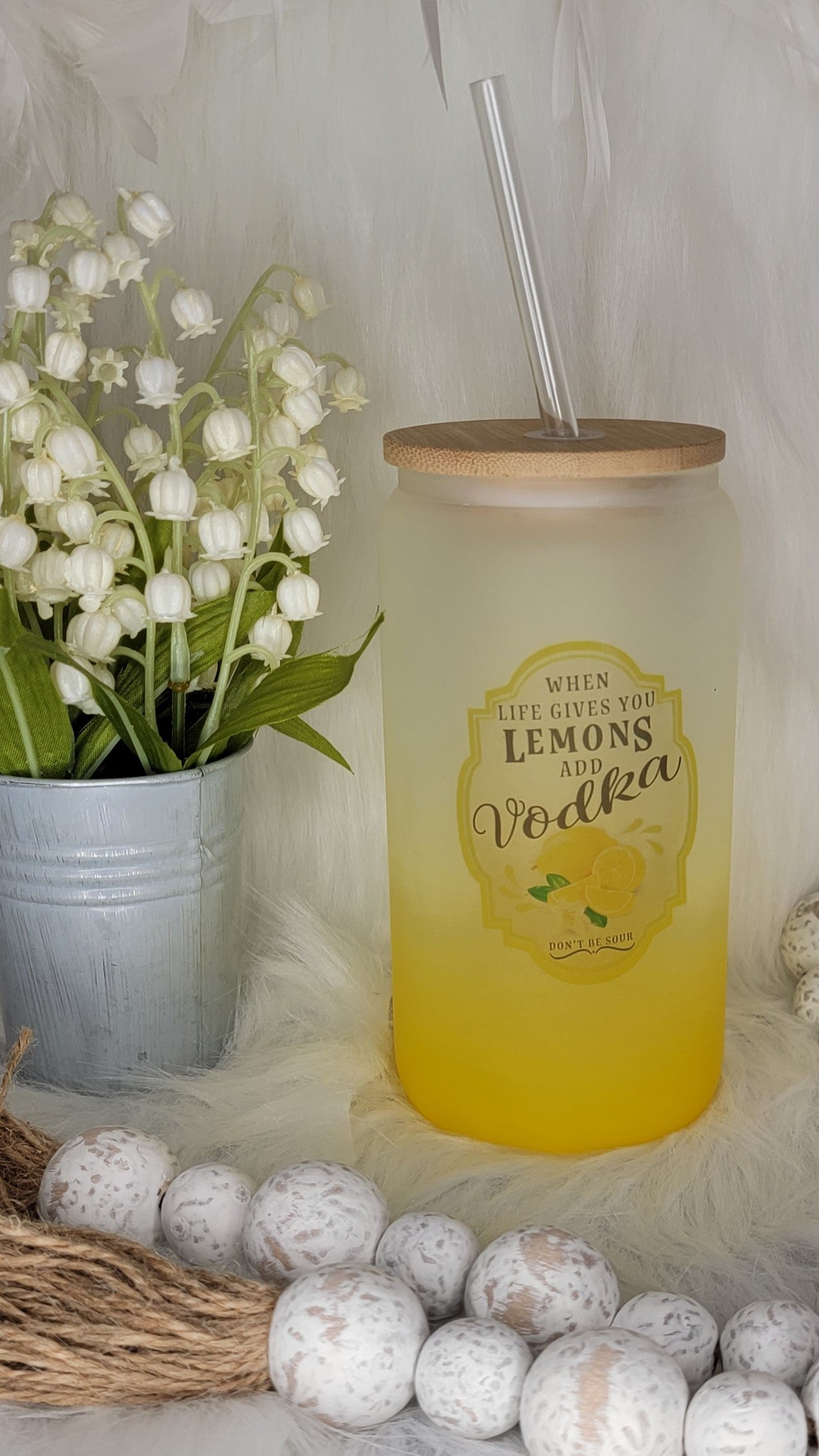 When Life Gives You Lemons Glass Beer Tumbler -16oz