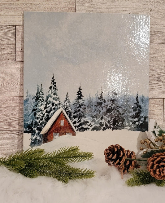 Winter Scene on Canvas Board