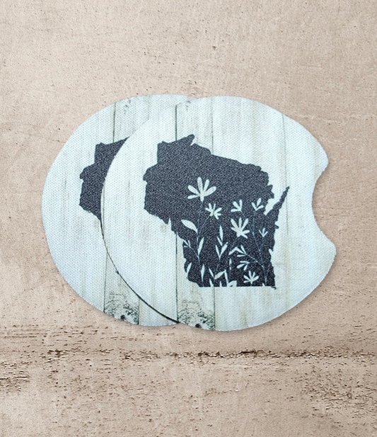 Wisconsin Floral Car Coaster Set