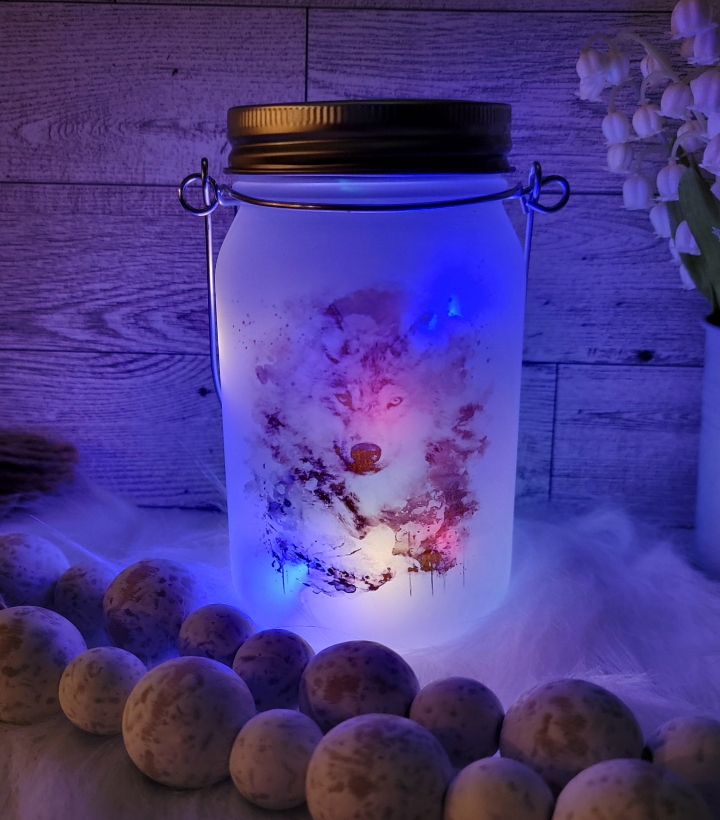 Wolf Frosted Light Up Lantern