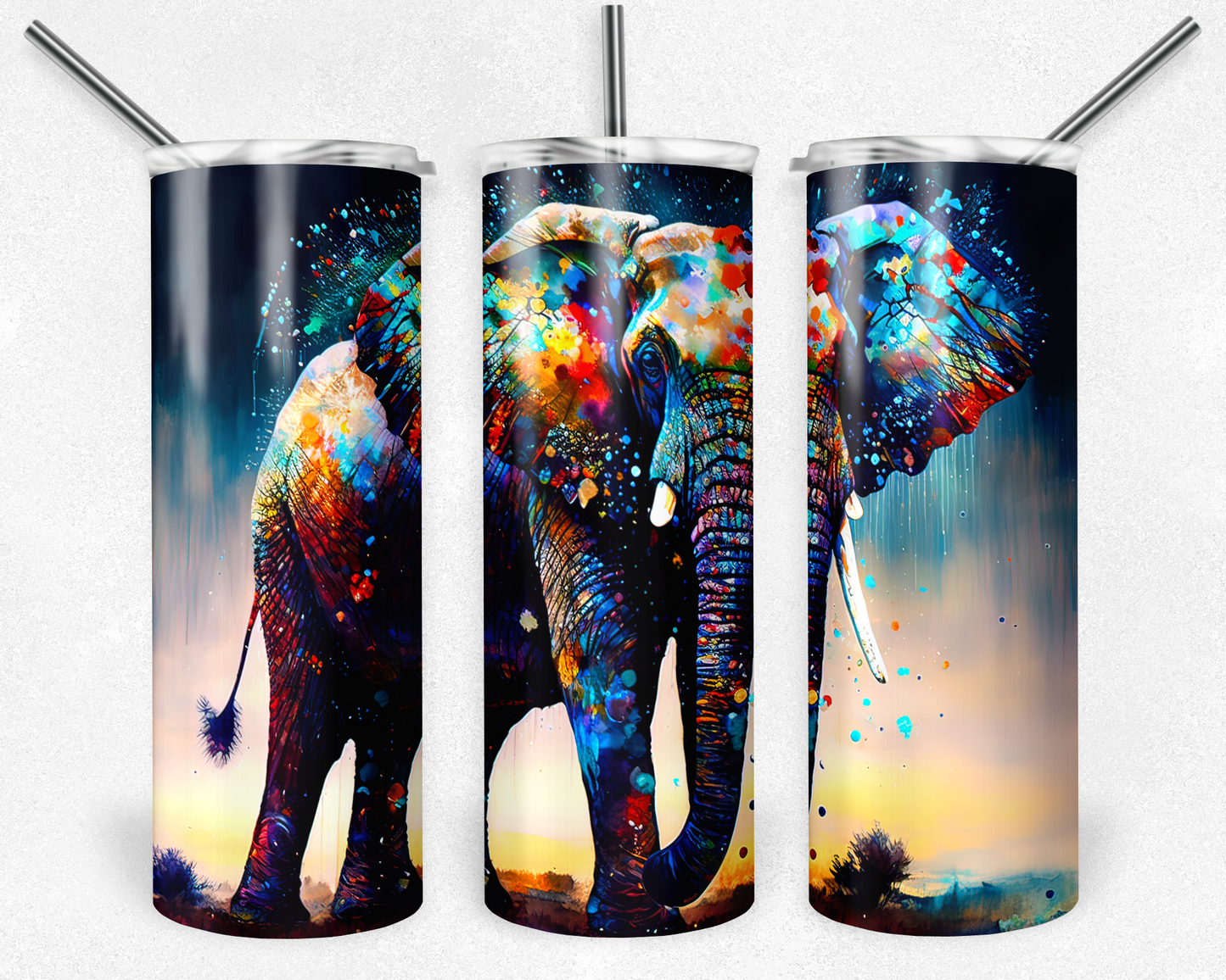 Alcohol Ink Elephant 20oz Tumbler